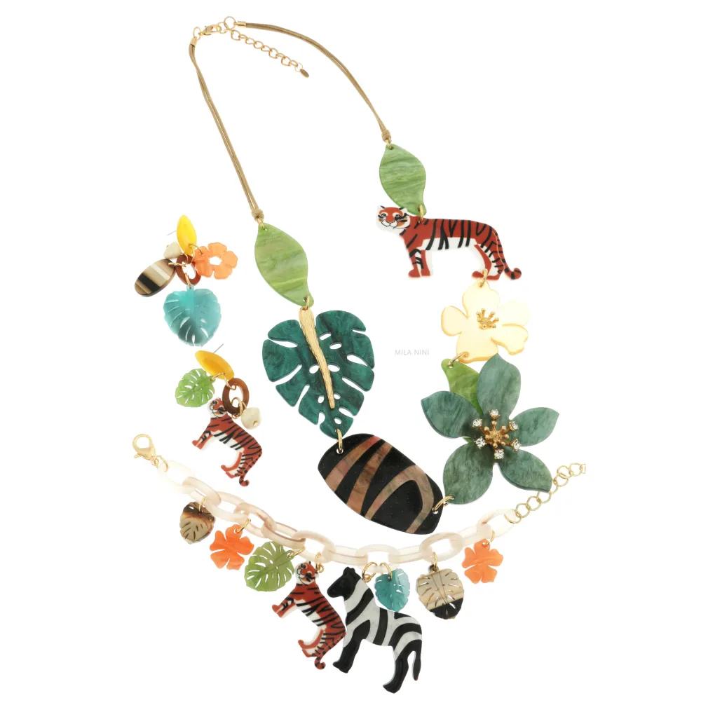 RCL Tigre Palma - Collana Lunga Resina - CML-11731