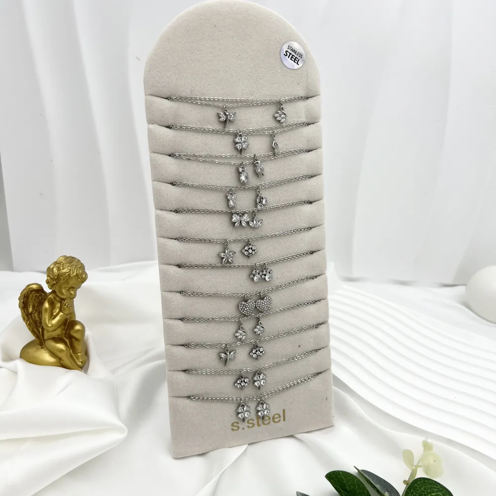 Soggetti Mix con Zirconia-24pz Collane Corte in Acciaio - CPA-103-AA2878-2897N