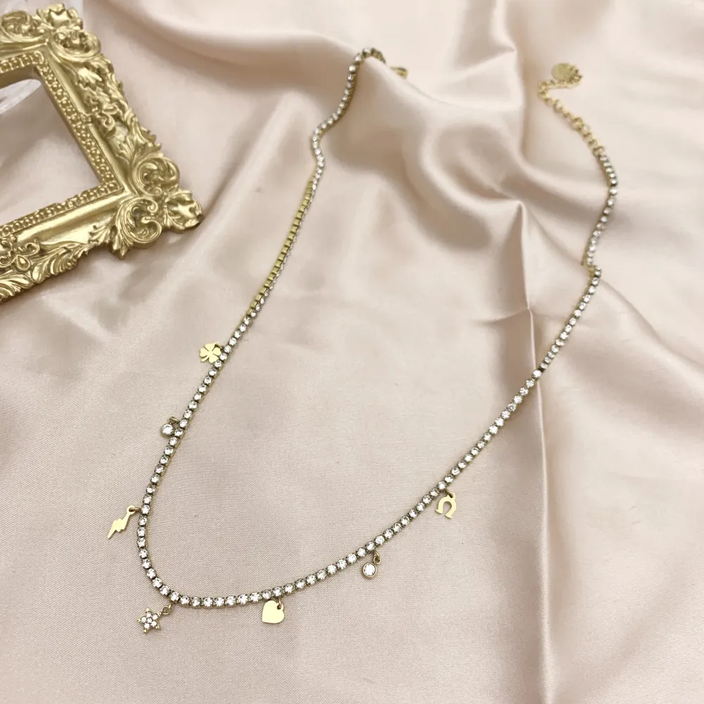 Tennis con Ciondoli-12pz Collane in Acciaio - CPA-103-AA4127N