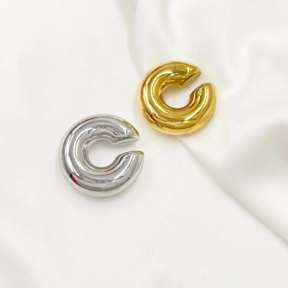 Cerchio Bombato Grande 10x30mm-Earcuff in Acciaio - EAK-103-AA4715E L