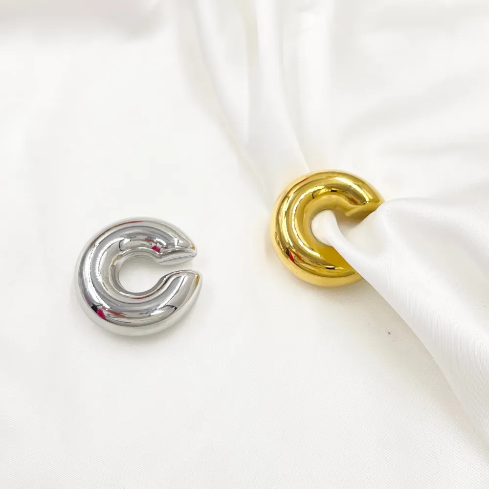 Cerchio Bombato Grande 10x30mm-Earcuff in Acciaio - EAK-103-AA4715E L