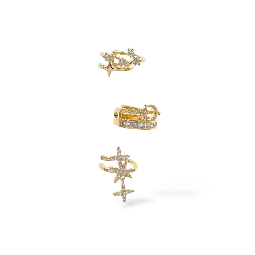 Set 3Pz  -Earcuff con Zirconia - EAK-506-300