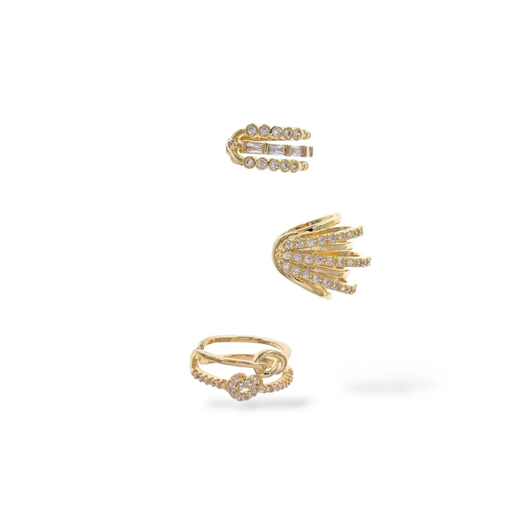 Set 3Pz  -Earcuff con Zirconia - EAK-506-305