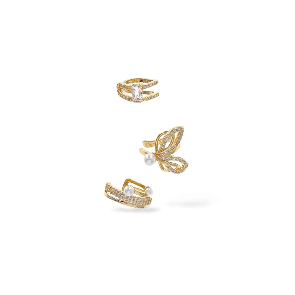 Set 3Pz  -Earcuff con Zirconia - EAK-506-307