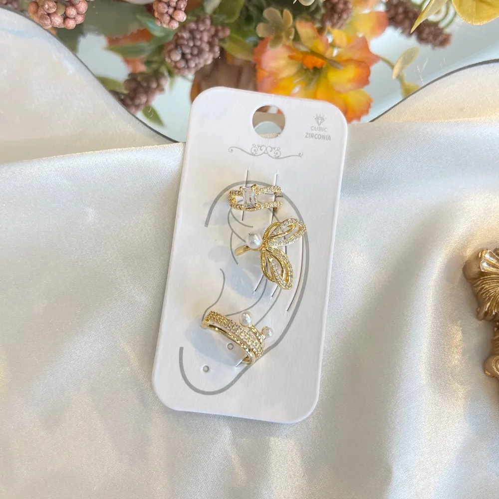 Set 3Pz  -Earcuff con Zirconia - EAK-506-307