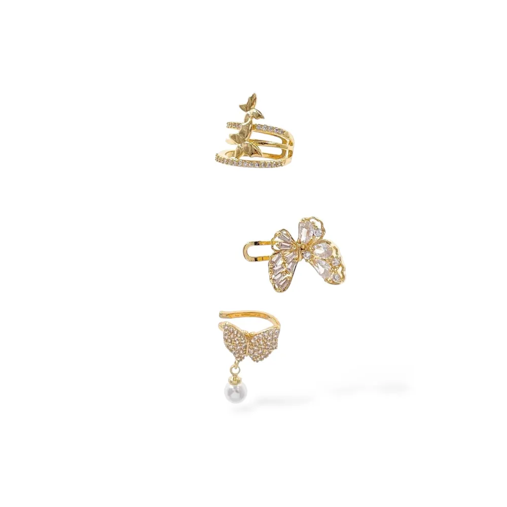 Set 3Pz  -Earcuff con Zirconia - EAK-506-311