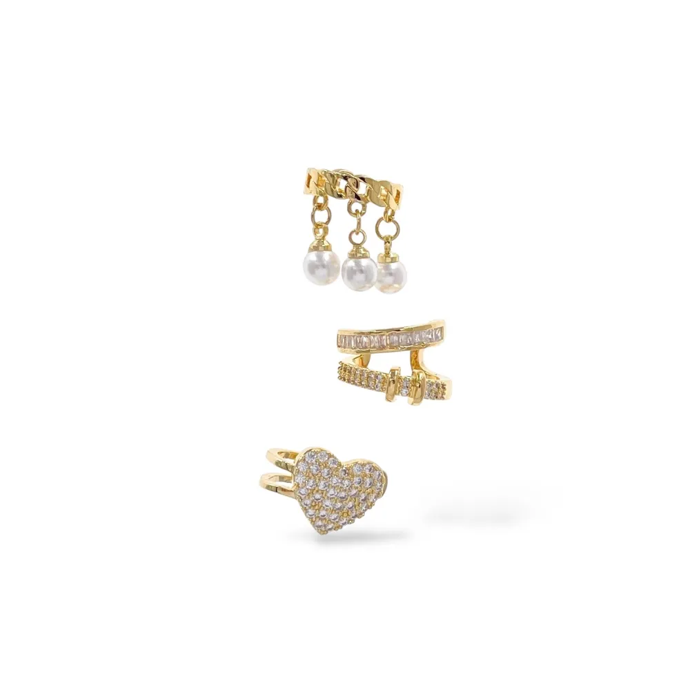 Set 3Pz  -Earcuff con Zirconia - EAK-506-313
