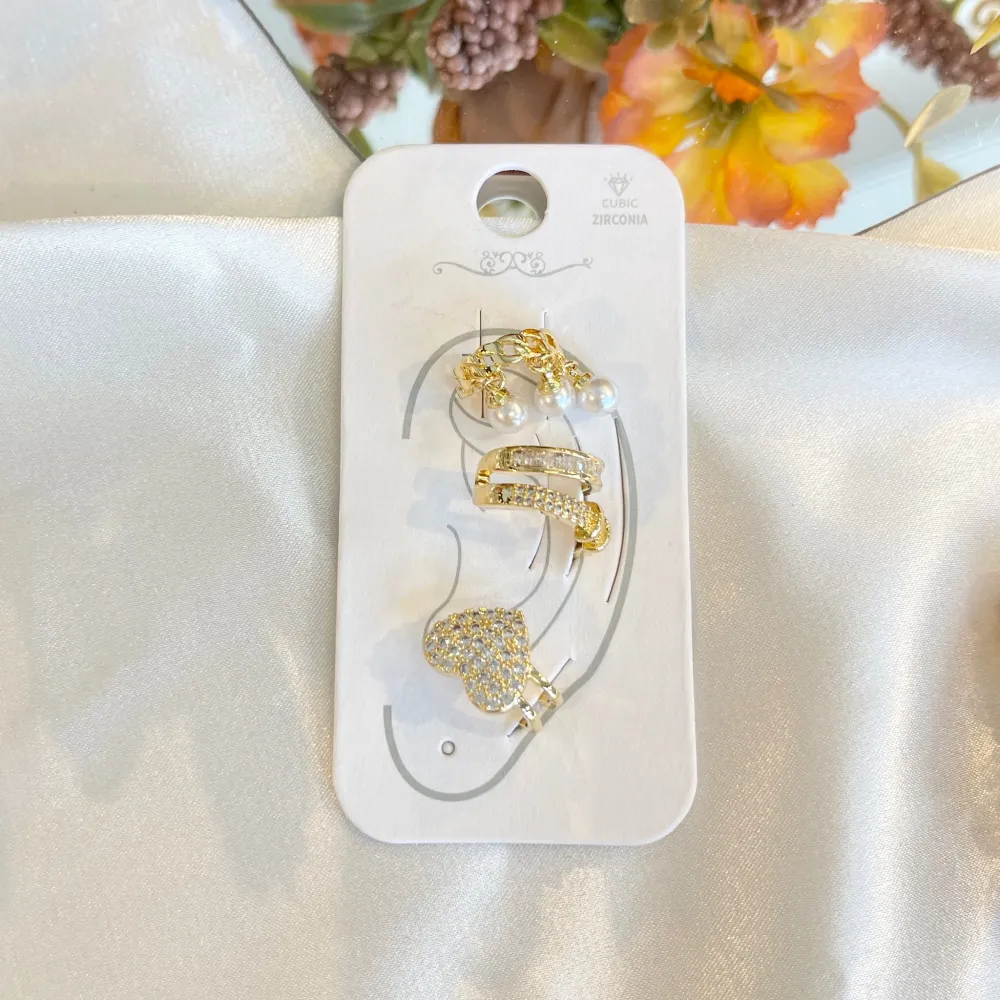 Set 3Pz  -Earcuff con Zirconia - EAK-506-313