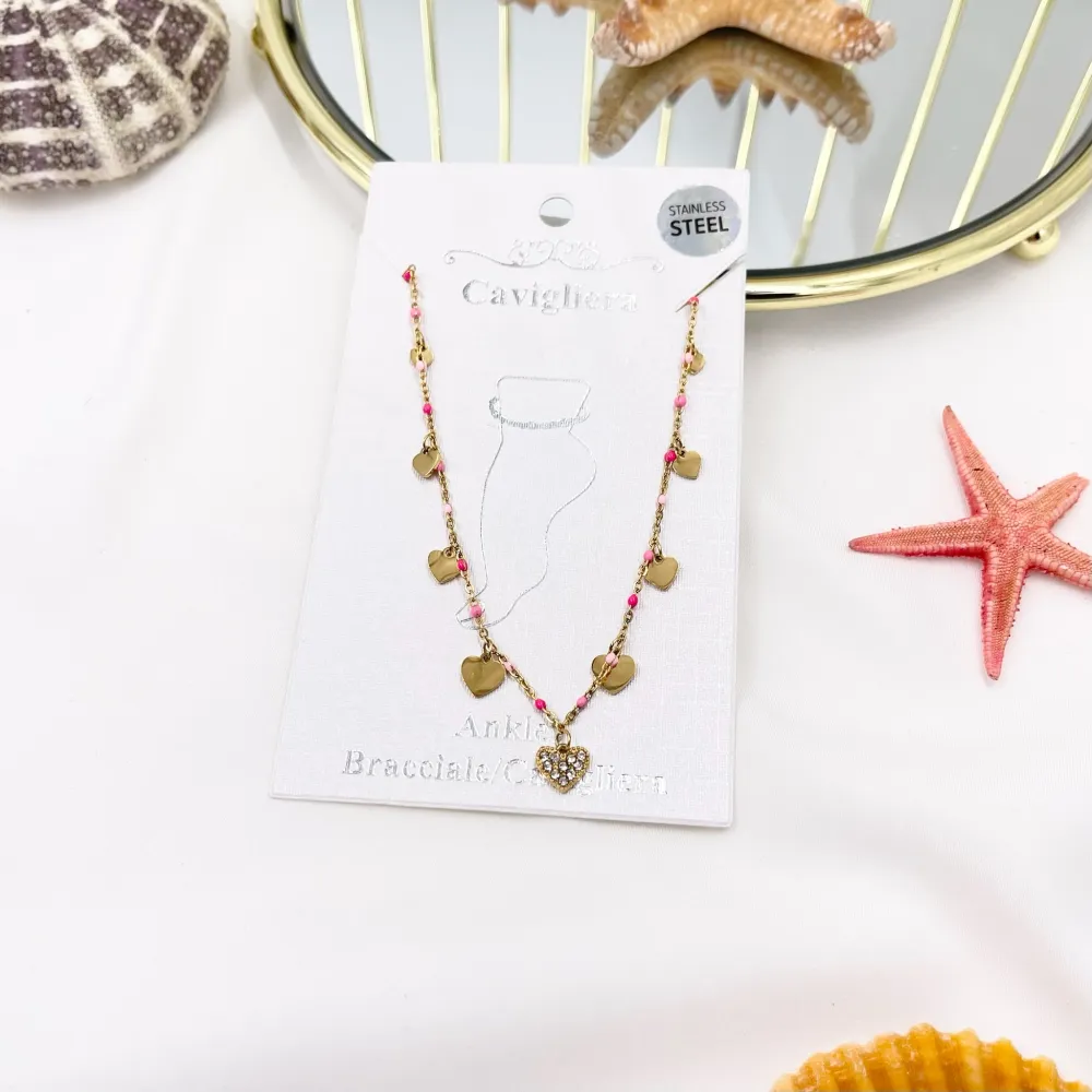 Cuore Smaltato-Cavigliera in Acciaio - KAV-103-AA3439B