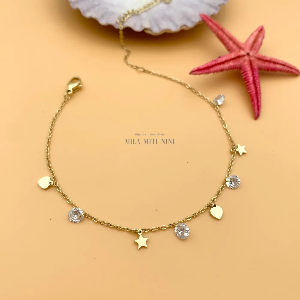 KAV7724-Stella Cuore Zirconia-Cavigliere in Acciaio - KAV-413-212