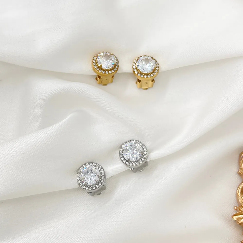 Tondo -Orecchini a Clip in Acciaio - OAK-103-AA5014E