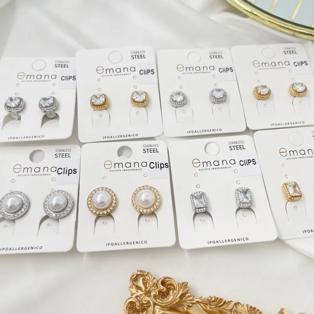 Rettangolare -Orecchini a Clip in Acciaio - OAK-103-AA5015E