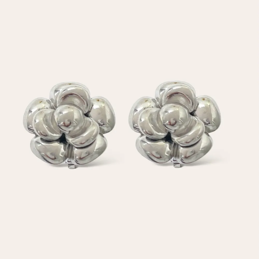 Fiore Rosa -Orecchini a Clip in Acciaio - OAK-1732-359