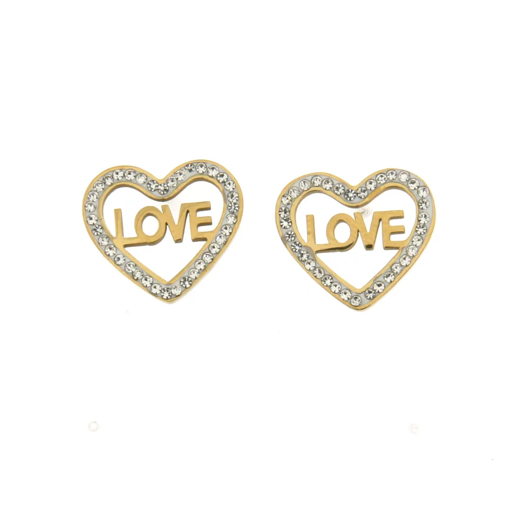 OAL6825-Cuore Love Strass- Orecchini a lobo in Acciaio - OAL6849-Cuore Love Strass- Orecchini a lobo in Acciaio