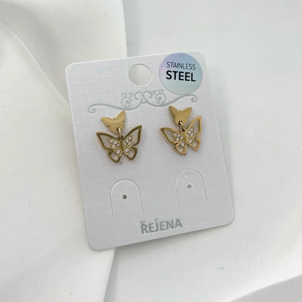 Farfalla-Orecchini Pendenti in Acciaio - OAP-103-AA1094E