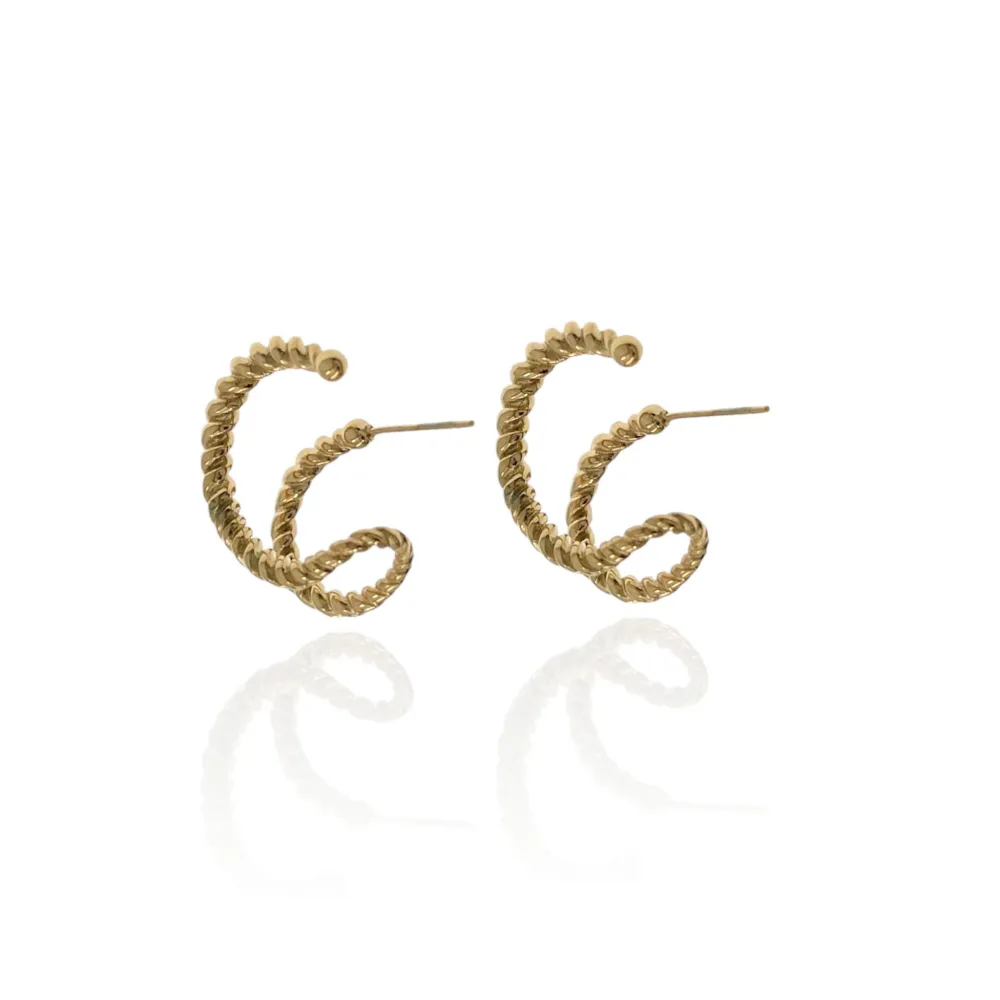 Effetto Doppio Cerchio-Orecchini in Acciaio - OAP-103-AA1356E