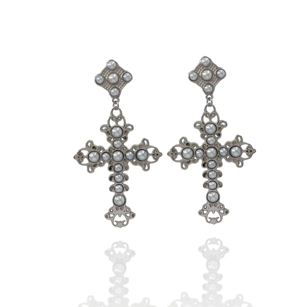 Croce con Perla-Orecchini in Acciaio - OAP-103-AA1410E