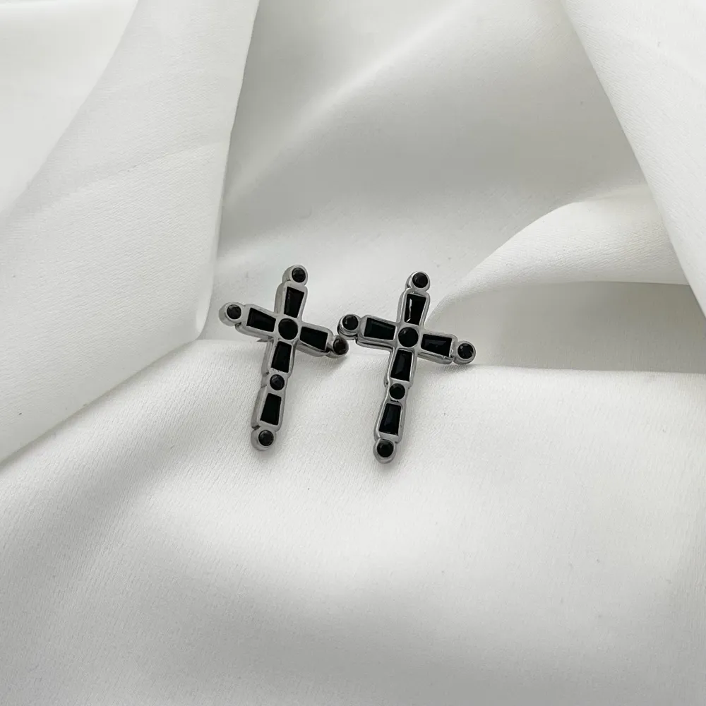 Croce Colorato-Orecchini in Acciaio - OAP-103-AA1670E