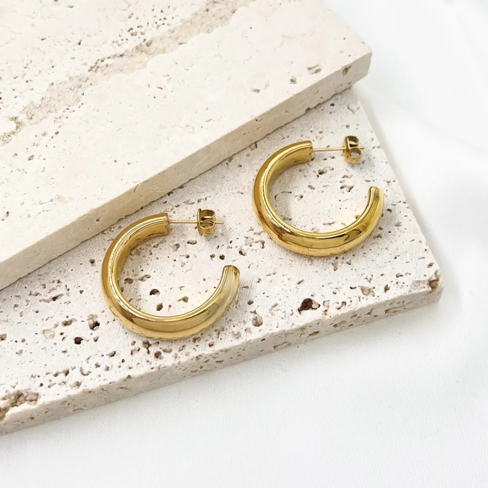 Cerchio Lavorato-Orecchini a Cerchio in Acciaio - OAP-103-AA2619E