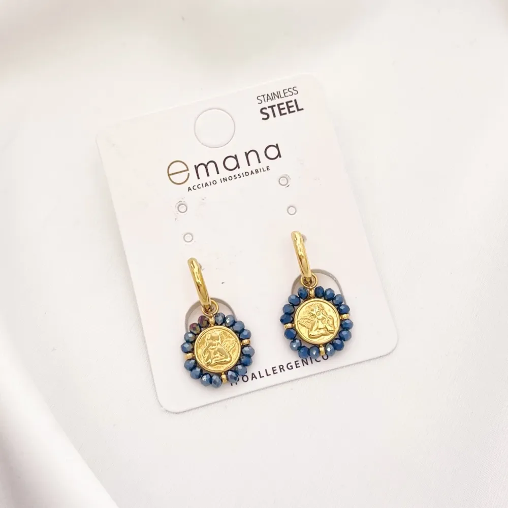 Cerchio con Angelo-Orecchini in Acciaio - OAP-103-AA2710E Mix