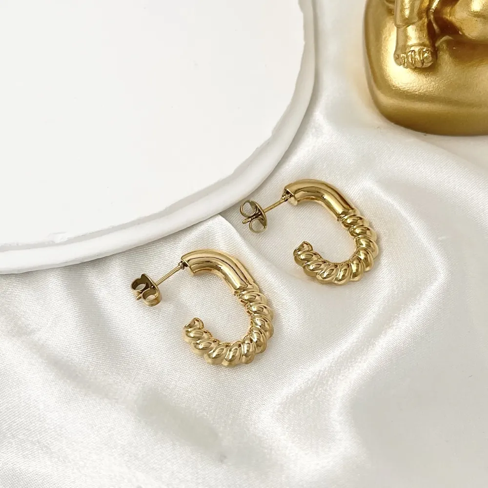 Cerchio Lavorato-Orecchini a Cerchio in Acciaio - OAP-103-AA3344E