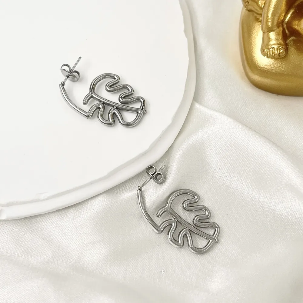 Foglia-Orecchini in Acciaio - OAP-103-AA3347E