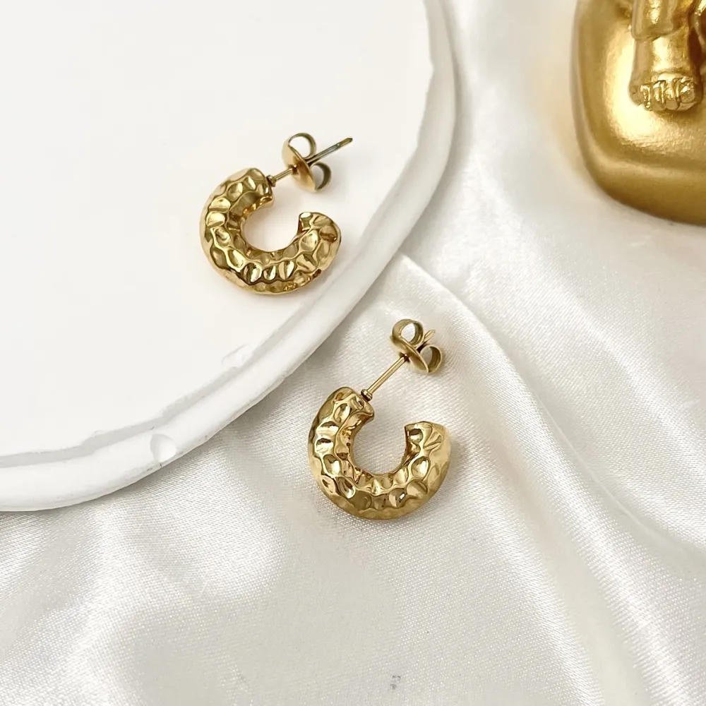 Cerchio Lavorato-Orecchini a Cerchio in Acciaio - OAP-103-AA3352E