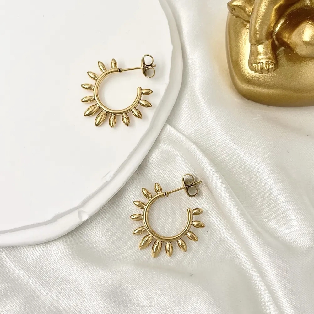 Cerchio Lavorato-Orecchini a Cerchio in Acciaio - OAP-103-AA3353E