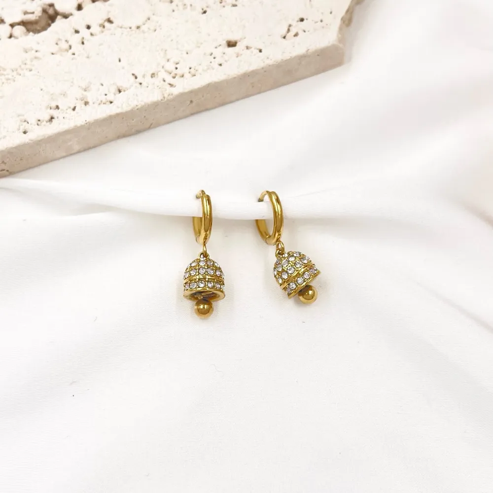 Cerchio con Campanello-Orecchini in Acciaio - OAP-103-AA3381E