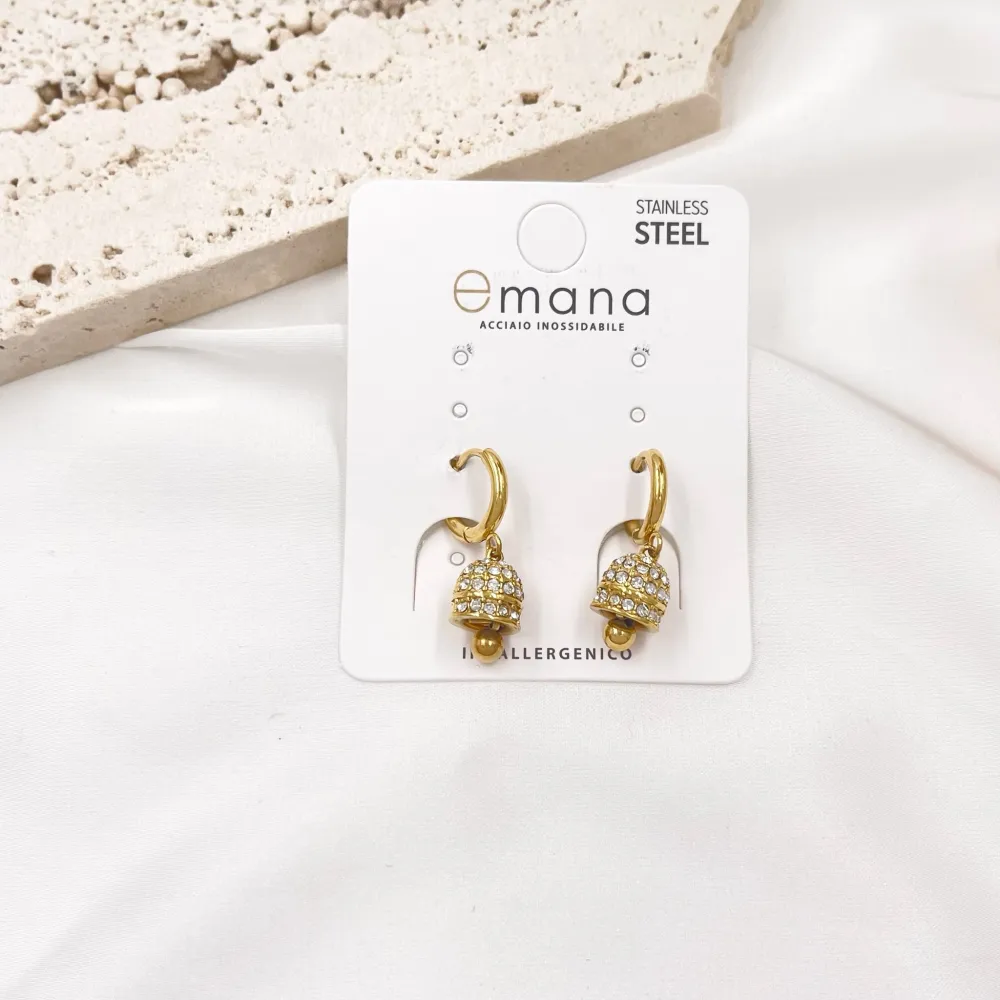 Cerchio con Campanello-Orecchini in Acciaio - OAP-103-AA3381E