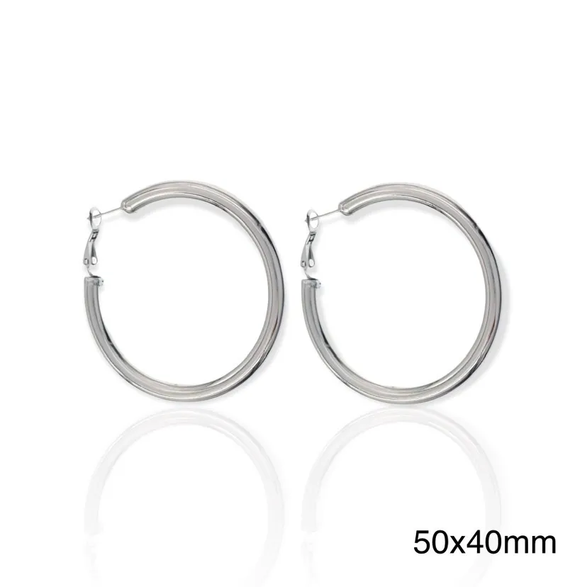 Cerchio Tubo Bombato 5x40mm-Orecchini in Acciaio - OAP-103-AA3682E 5x40mm