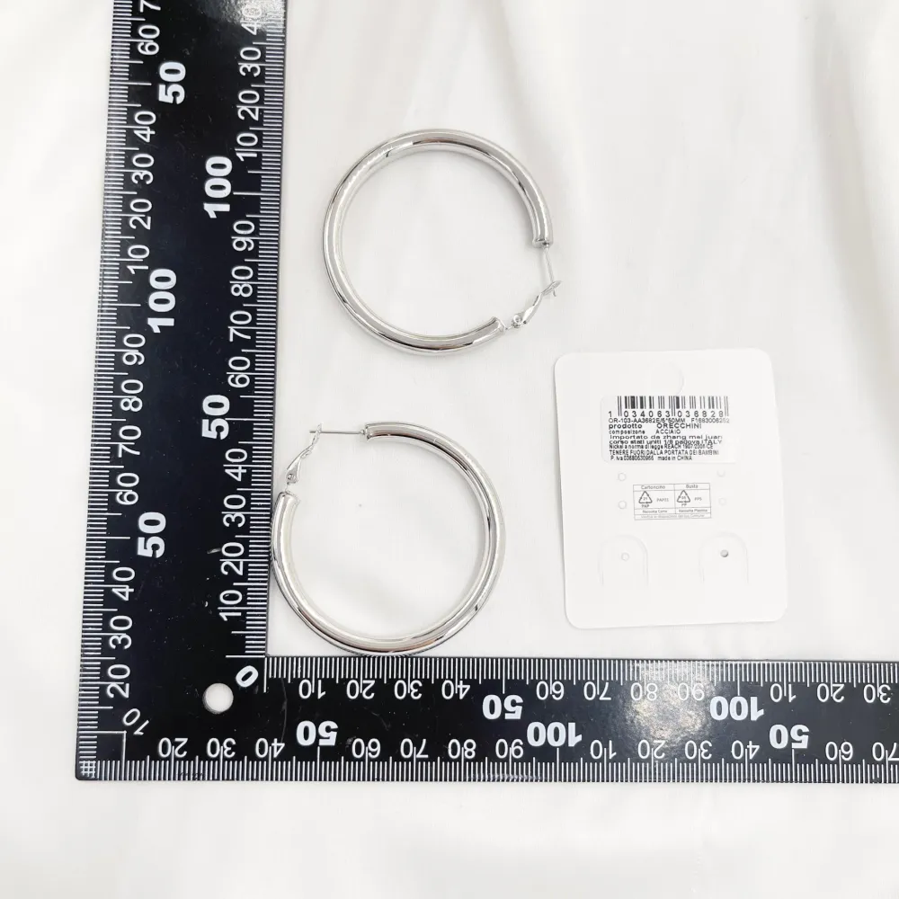 Cerchio Tubo Bombato 5x50mm-Orecchini in Acciaio - OAP-103-AA3682E 5x50mm