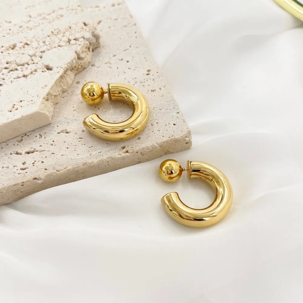 Cerchio Bombato Doppio Uso-Orecchini in Acciaio - OAP-103-AA4150E