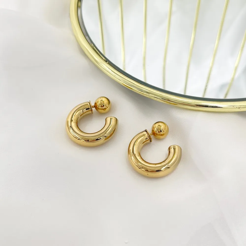 Cerchio Bombato Doppio Uso-Orecchini in Acciaio - OAP-103-AA4150E