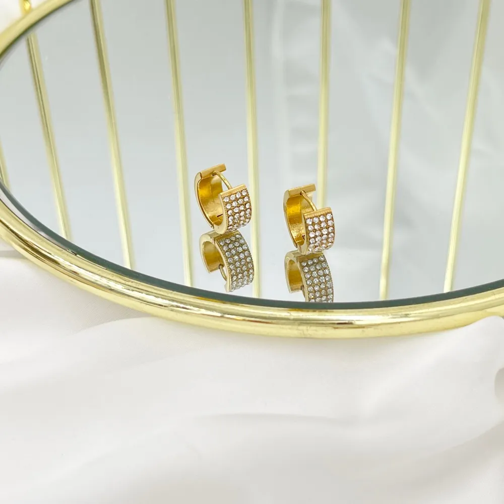 Cerchio con Strass -Orecchini in Acciaio - OAP-103-AA4660E