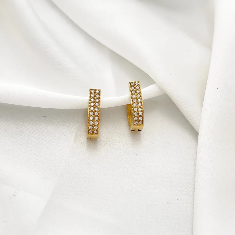 Cerchio Ovale con Zirconia-Orecchini in Acciaio - OAP-103-AA5012E