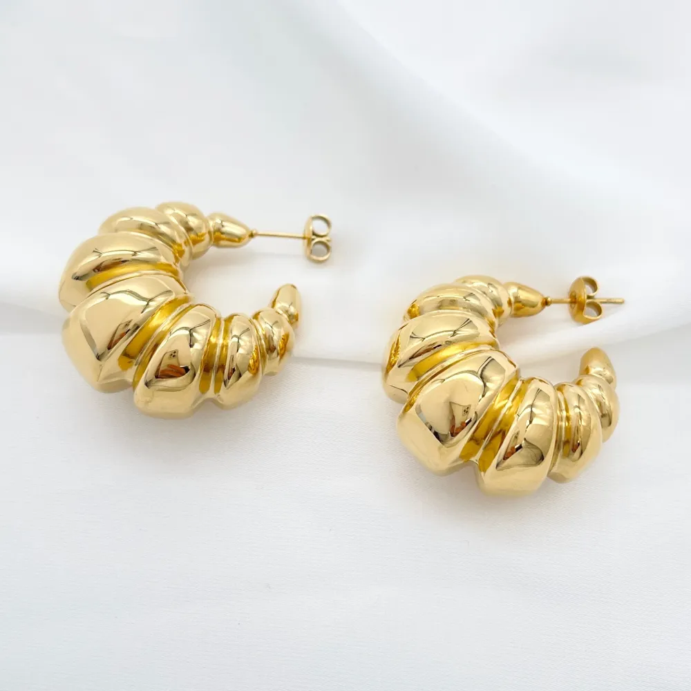 Cerchio bombato 12x30mm-Orecchini in Acciaio - OAP-103-AA5555E