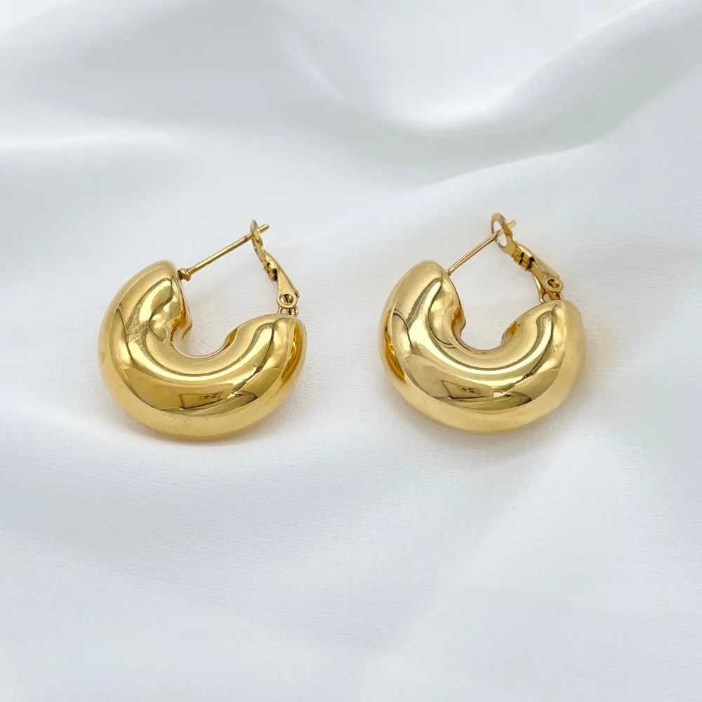 Cerchio bombato 10x25mm-Orecchini in Acciaio - OAP-103-AA5575E 10x25mm