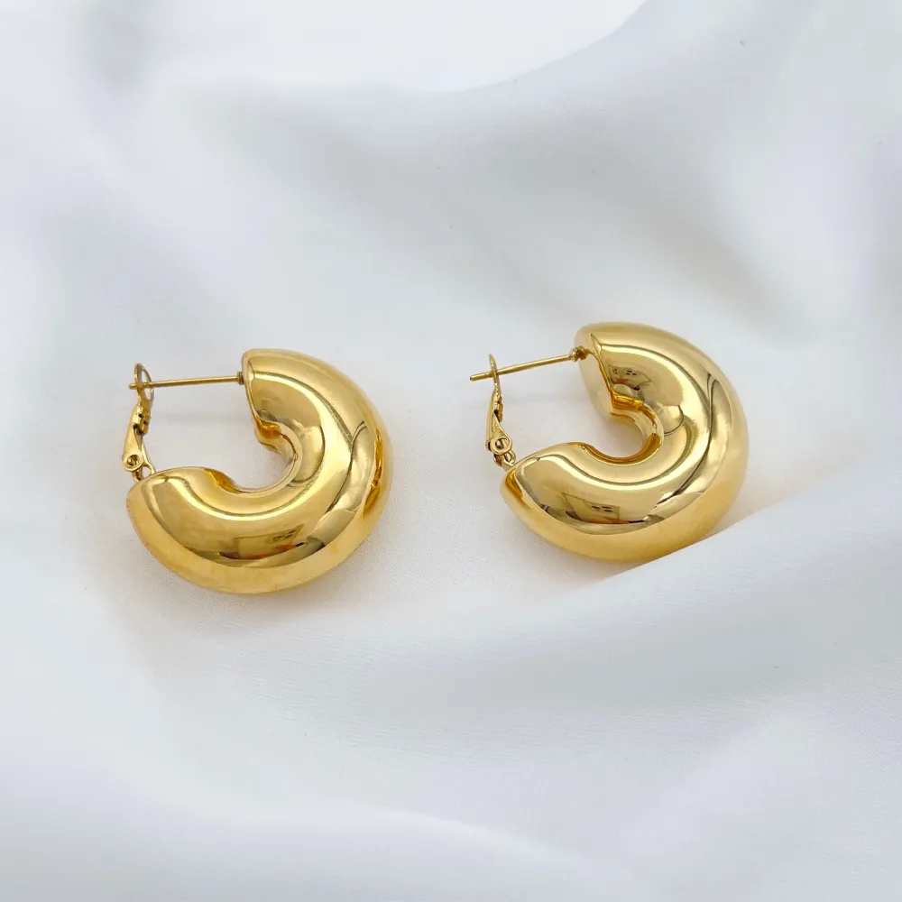 Cerchio bombato 12x30mm-Orecchini in Acciaio - OAP-103-AA5575E 12x30mm