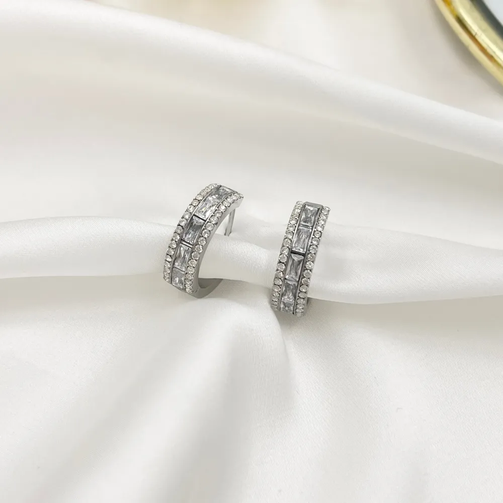 Cerchio con Zirconia-Orecchini in Acciaio - OAP-103-AA5774E