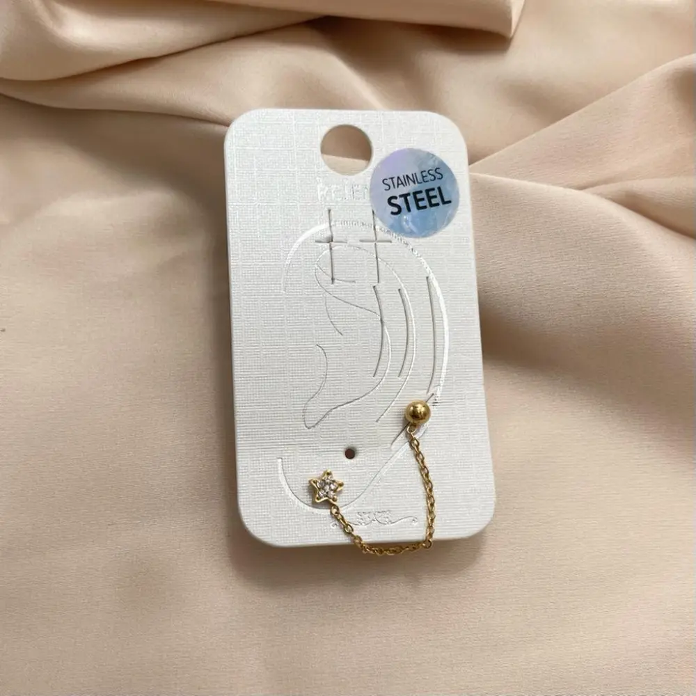 Pallina Catena Stella con Zirconia-Orecchino Mono Saliscendi in - OAP-103-AA807E