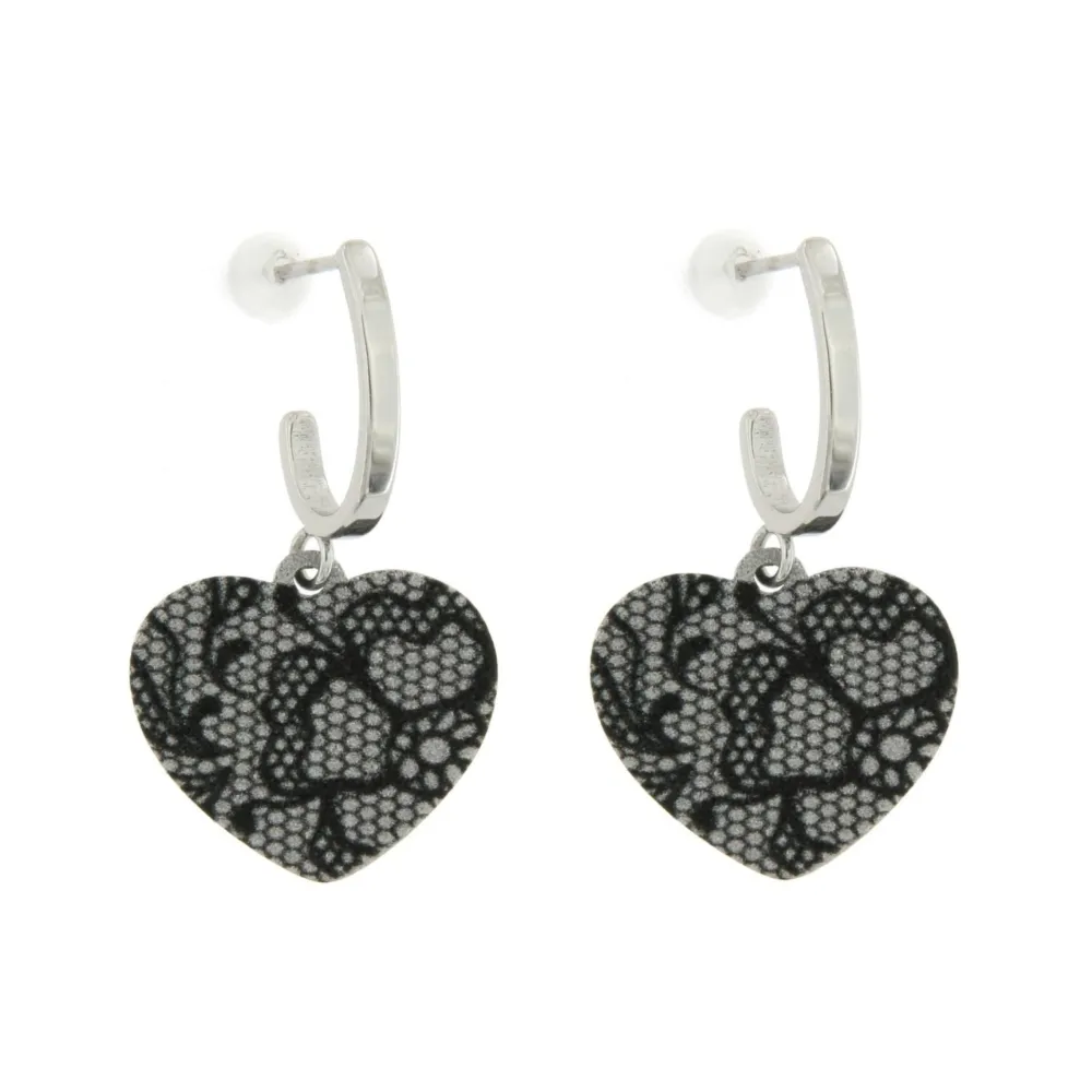 OAP6811-Cuore Pizzo- Orecchini in Acciaio - OAP-104-245