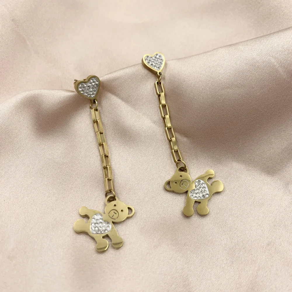 OAP7260-Orsetto e Cuore- Orecchini in Acciaio - OAP-413-1056