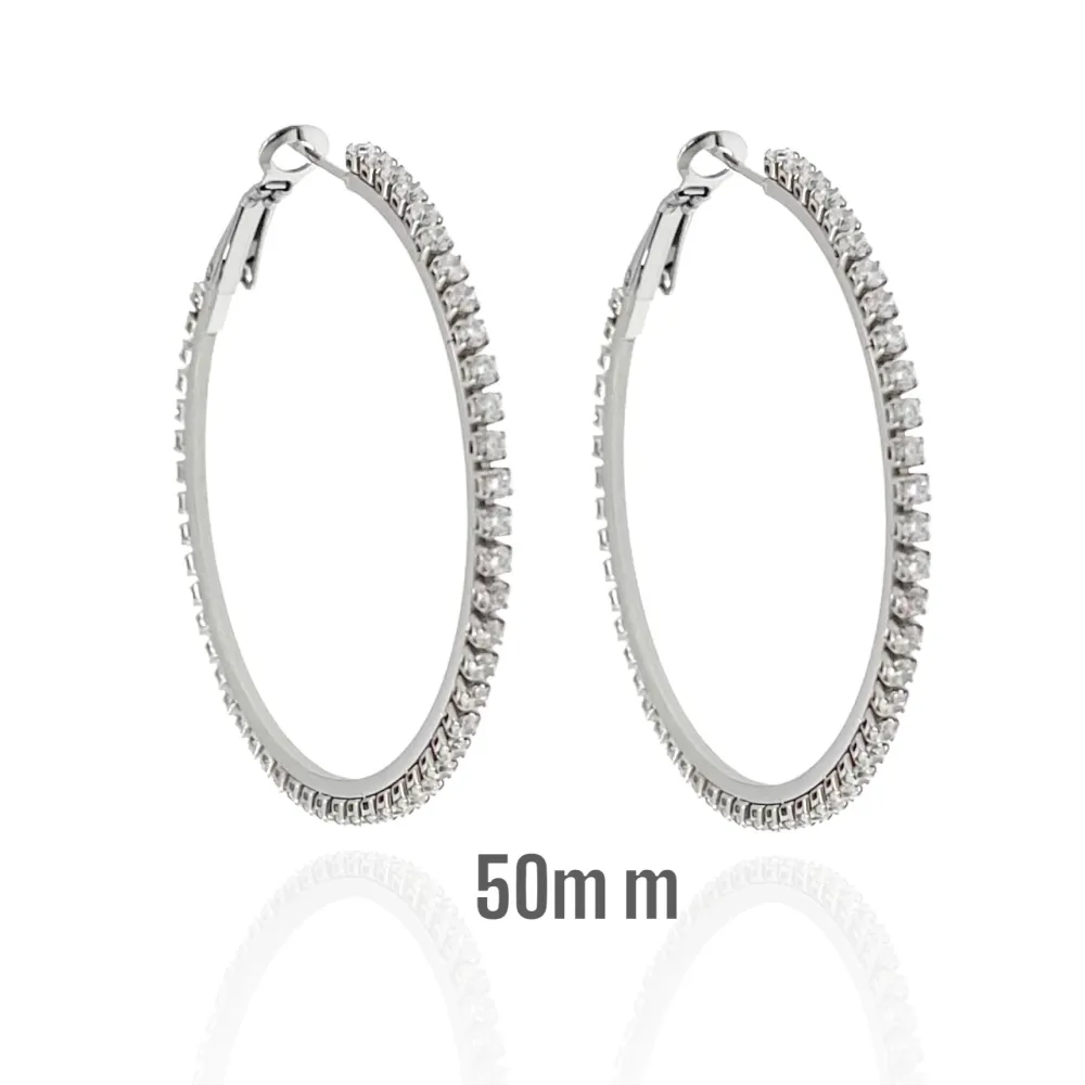 Cerchio 50mm con Zirconia-Orecchini in Acciaio - OAP-413-1077 50mm