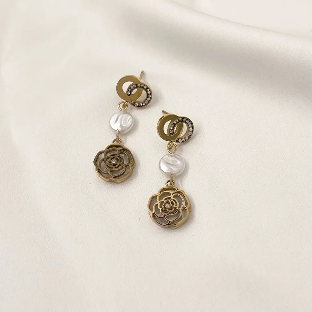 Rosa-Orecchini in Acciaio - OAP-413-1412