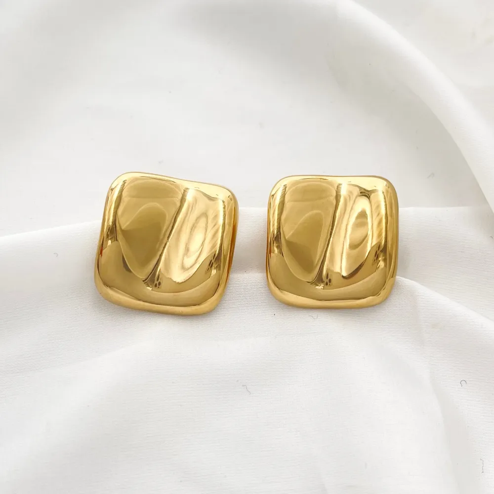 Quadrato Lavorato-Orecchini in Acciaio - OAP-413-173