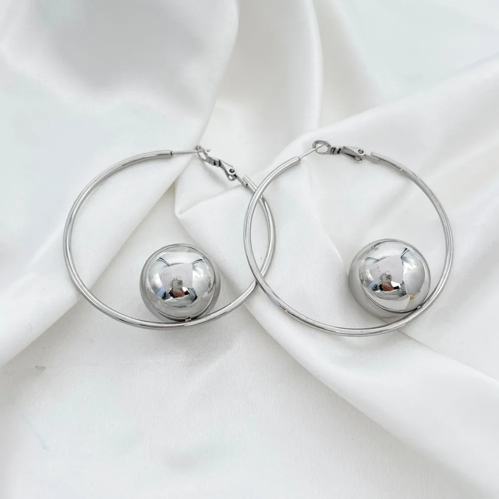 Cerchio con Pallina-Orecchini in Acciaio - OAP-413-2498