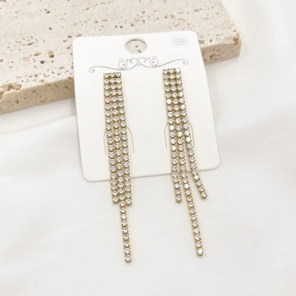 Tre fili Tennis lungo 5cm+7cm -Orecchini in Acciaio - OAP-413-2500