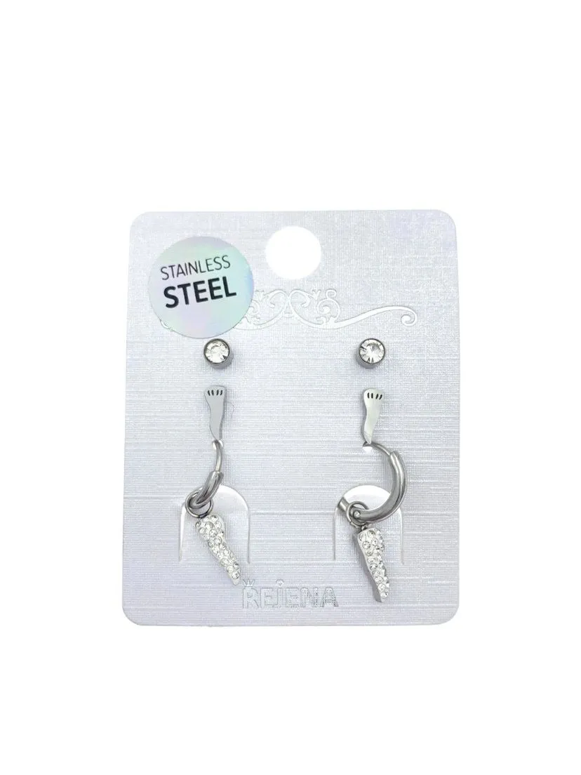 OAP7336-Cornino-Orecchini Tris in Acciaio - OAP-413-656