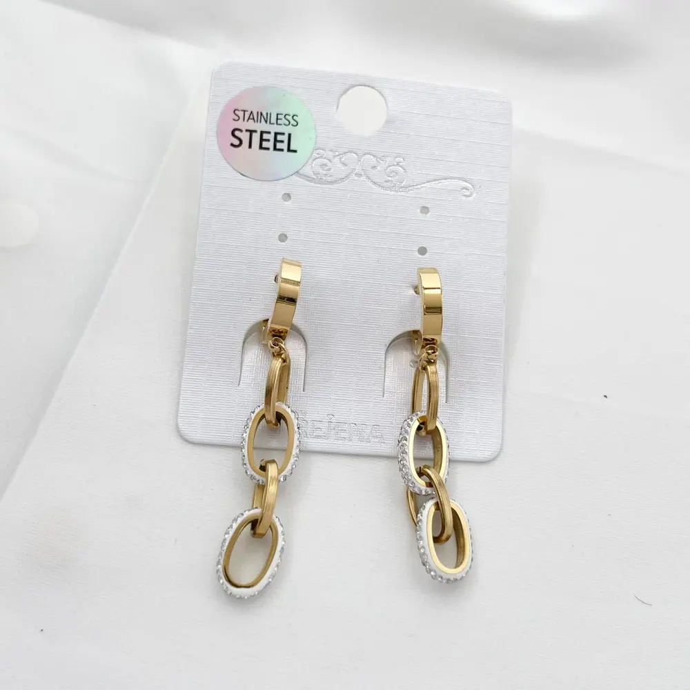 Catena con Strass -Orecchini in Acciaio - OAP-413-925